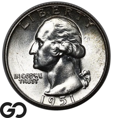 1951 Washington Quarter, Solid Gem Brilliant Uncirculated++ - Image 1 of 3
