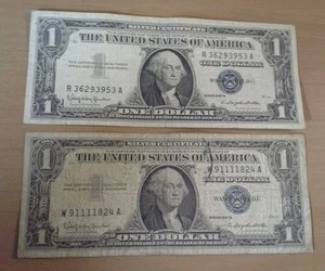 Lot von sieben 1957B One Dollar Silber Zertifikaten - Bild 1 von 12