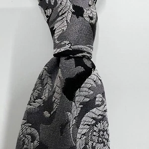 Versace Collection Men's 100% Silk Tie Paisley Grey/Black/Silver Vintage NWT - Picture 1 of 7