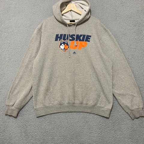 adidas UConn Huskies Hoodie Men's Large Gray Pullover College NCAA Cover