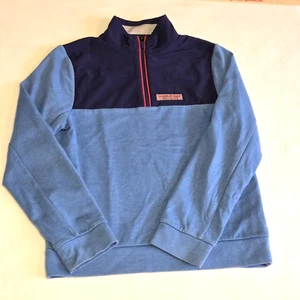 Vineyard Vines Performance Boys Medium Saltwater 1/4 Zip Pullover Blue - Picture 1 of 8