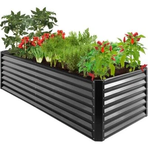 Raised Garden Bed Planter Box 8 x 4 x 2 ft Gray Outdoor Steel Vegetables Flowers - Picture 1 of 7