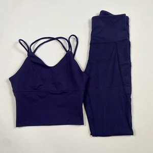 Pineapple Clothing Legging & Bra Top 2-Piece Set Navy Women Size XS Pre-Owned - Picture 1 of 14