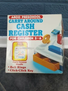 Arco Preschool Carry Around Cash Register Vintage Plastic Toy Bells Clicks 1986 - Picture 1 of 12