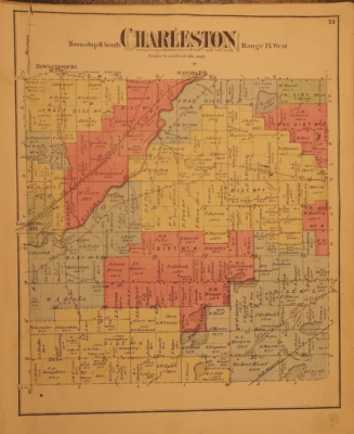 Mapa Plat 1873 ~ CHARLESTON Twp., KALAMAZOO Co., MICHIGAN ~ (13x16)-#012 Foto 1 de 2
