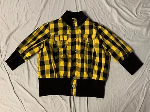 Apollo Outerwear Yellow/Black Checkered Short Snap-Front Jacket 3XL - NEW/NWOT - Picture 1 of 5