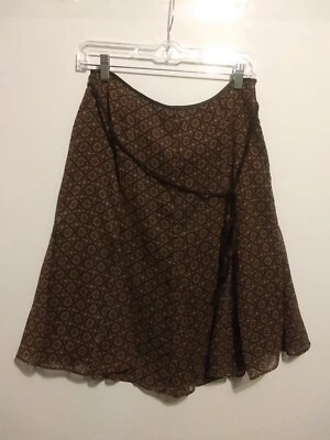 Falda Nicole by Nicole Miller, 6, falda corneada y acampanada, diseño geométrico marrón Foto 1 de 4