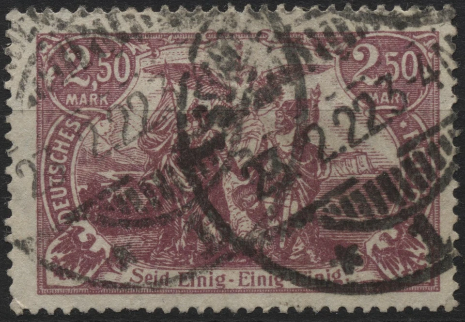 Alemania 1920 #114 2,50 m rosa lila (wmk 125) Unión de N & S Alemania usado  Foto 1 de 1