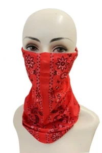 Paisley Head Bandanna Face Mask and Shield Neck Gaiter Red-Orange - Picture 1 of 6