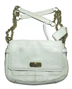 Vintage Coach Geldbörse Signature Chelsea weiße Lederkette Umhängetasche - Bild 1 von 13