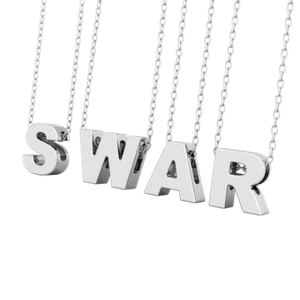 14k Gold Initial Pendant For Women Men Kids Alphabetic Necklace With 16" Chain - Picture 1 of 64