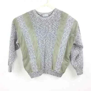 Vintage Bizzarro Sweater Men Large Oversized Sweater Gray with Leather Stripes - Picture 1 of 8