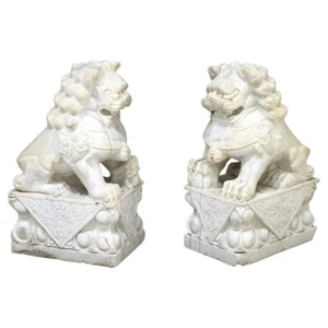 Pair of Large Chinese Carved Stone Foo Dog Sculptures 20thC - Picture 1 of 11