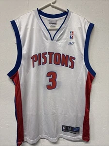 VINTAGE Detroit Pistons Jersey Mens Medium White Home #3 Ben Wallace Reebok - Picture 1 of 15