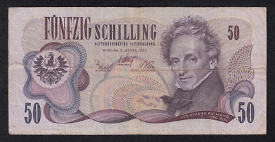 RARE AUSTRIA BANKNOTE - 50 SCHILLING - P143 - 1970 - VF 🇦🇹 - Image 1 of 3