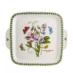 Portmeirion Botanic Garden - Square Handled Dessert Dish 32x28 Sweet Pea - Picture 1 of 3