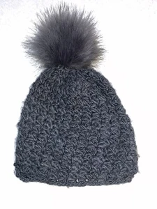 Surell Women's Faux Fur Pom-Pom Knit Beanie One Size Gray New - Picture 1 of 4