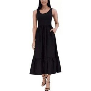 Steve Madden Midi Dress Sleeveless Casual Pockets Tiered Black Dress XS NWT - Bild 1 von 11