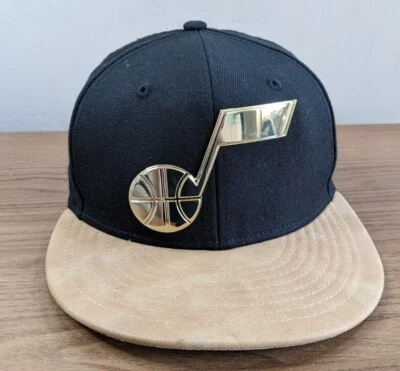 Mens Utah Jazz New Era 59FIFTY Fitted Hat Cap Gold Shiny Logo Sz 7 Rare - Image 1 of 4