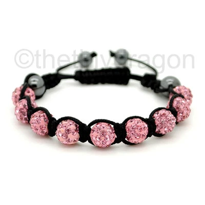 SPARKLING CRYSTAL BEAD BRACELET 10mm Shamballa Style Pave Disco Ball Hip Hop NEW - Image 1 of 4
