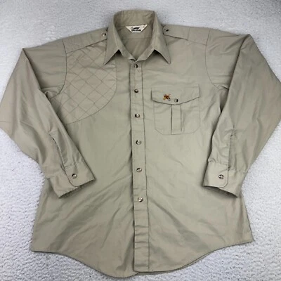 VTG Duxbak Shirt Mens Large Beige Button Up Shooting Safari Hunting Long Sleeve - Image 1 of 4