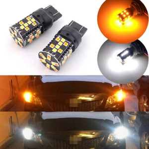 2pcs No Hyper Flash 7443 Switchback LED Front Turn Signal Parking Light Bulbs - Foto 1 di 12