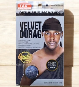 Mens Deluxe Quality Fabric Velvet Durag Black - Picture 1 of 1