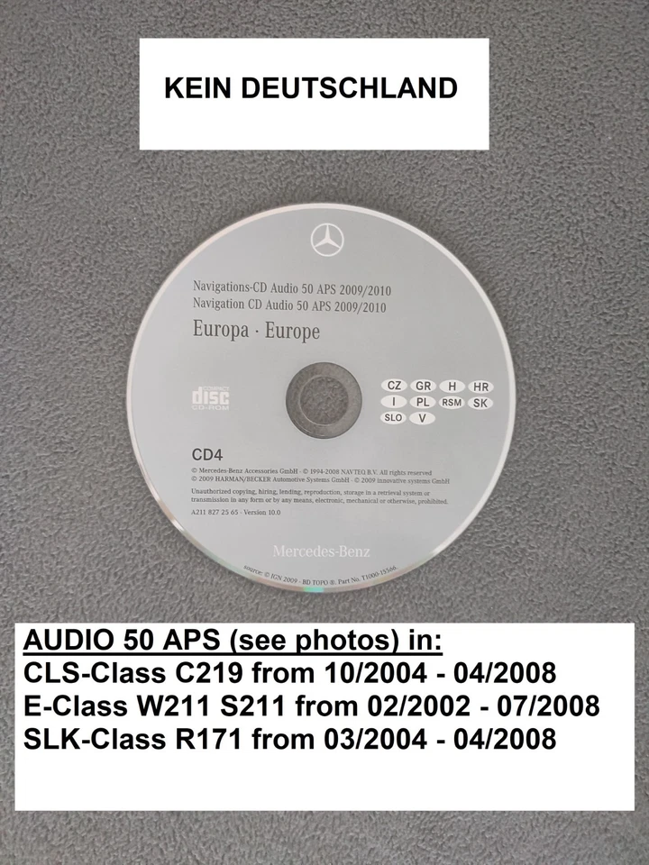 CD Navigation MERCEDES AUDIO 50 APS NTG1 ITALIA CROATIA H GR 2009/2010 SLK CLS E - Bild 1 von 2