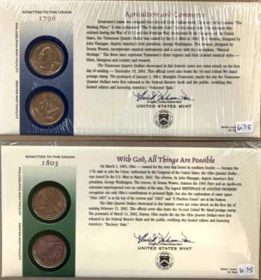 Lot of 2 - Admitted To The Union Mint Coin First Day Cover Mint - 1803, 1796 - Image 1 of 2