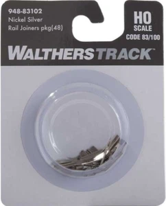 Walthers HO Scale ~ New ~ Code 83 & 100 ~ Nickel-Silver Rail Joiners (48) 83102 - Picture 1 of 2