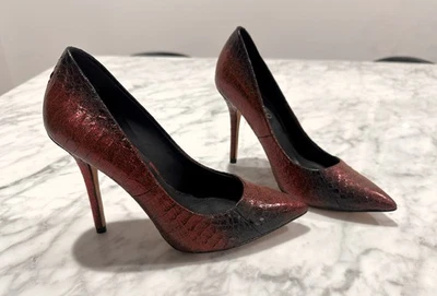 Boutique9 by Nine West Metallic Maroon Leather High Heels Size 6.5 US - image 1 of 4