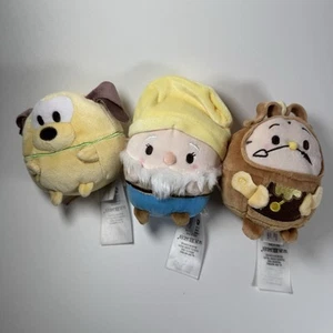 Disney Plush Ufufy Lot Pluto Clock Cogsworth Dwarf Happy 4" *Read - Picture 1 of 8