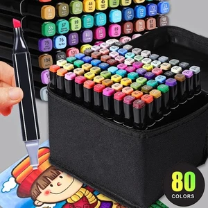 80 Farbe Alkohol Marker Set DIY Manga Graffiti Pen Permanent Wasserfest Pen - Bild 1 von 14