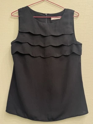 OASIS • Black Scallop Blouse Top UK 10. #4 - Image 1 of 4