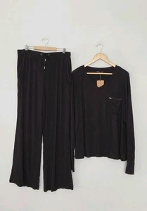 PRETTY YOU LONDON BAMBOO LOUNGEWEAR PJs SET In Black Size 14-16 QVC BNWT. - Picture 1 of 3