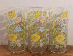 VTG Libbey Corelle Spring Meadow Lot Of 3 Glass Tumblers 16 oz. - Picture 1 of 1