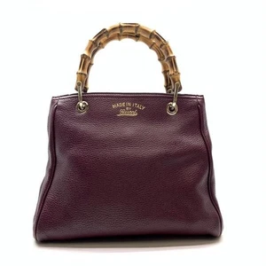 Gucci Bamboo Shopper Small Purse Bordeaux Red Leather Vintage Authentic - Picture 1 of 9