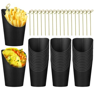 Pommes Tasse Bambus Stick Snack Pappbecher klein Wurstwaren - Bild 1 von 11