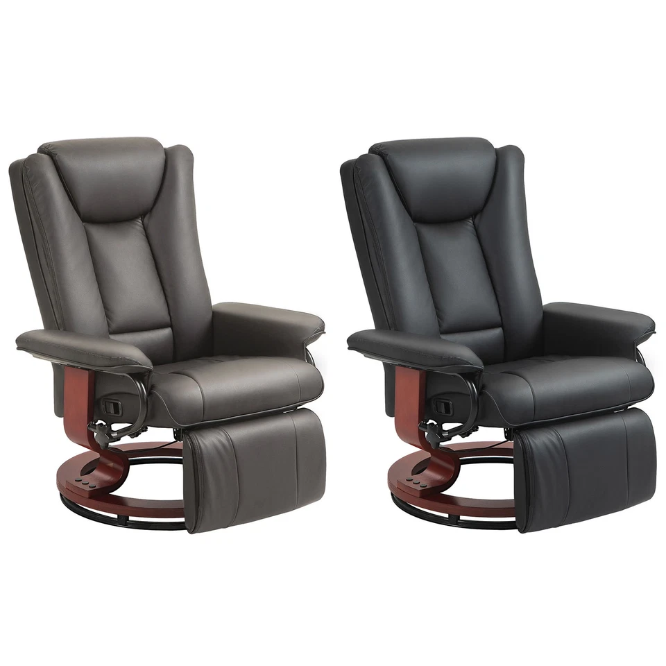 HOMCOM Swivel Recliner Chair with Footrest PU Leather Reclining Chair - Image 1 of 1