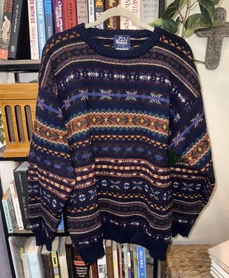 Vintage Woolrich Wool Sweater Mens Sz Large Pullover Tribal Striped Grandpa Core - Image 1 of 4
