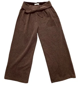 Zara Girls Wide Leg Pants 13-14 Gray Knit Elastic Waist Tie Front Detail Preppy - Picture 1 of 9