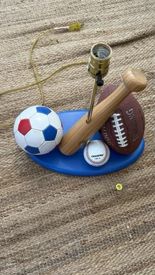 Kids Room Sports Themed Lamp Football Baseball Bat Soccer Ball Inmon Ent. WORKS - Photo 1/4