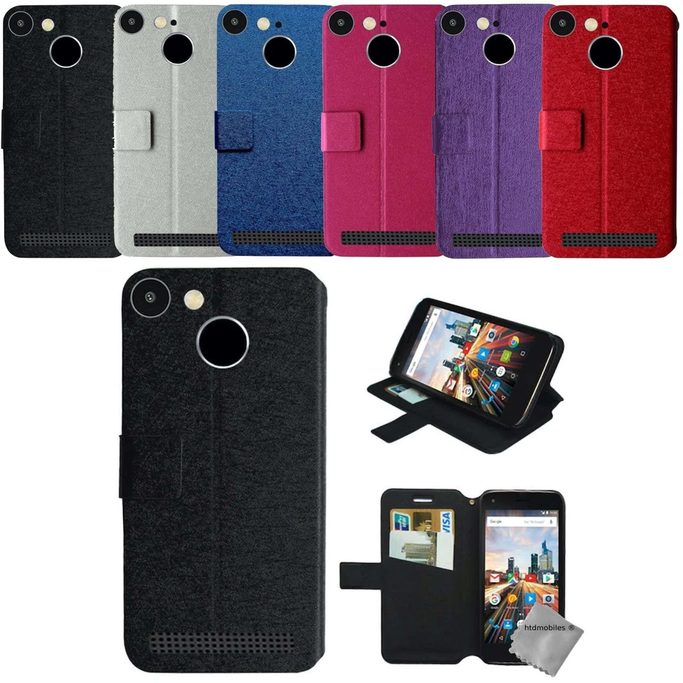 Housse etui coque portefeuille pour Archos 50F Helium + film ecran - Photo 1/1