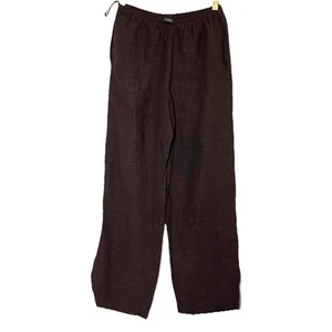 Eileen Fisher Linen Blend Straight Leg Ankle Pants Brown PP/XS Pockets Legenlook - Picture 1 of 14