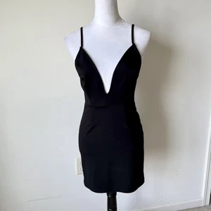 TOBI Deep V Plunge Backless Black Mini Dress—SZ. Small - Picture 1 of 11
