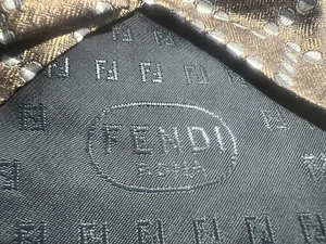 🔴 FENDI cravatta uomo seta pura marrone classica elegante seta pura - Picture 1 of 7
