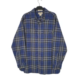 L.L.BEAN Blue Check Shirt Thick Chamois Plaid Long Sleeve Cotton Mens L - Picture 1 of 5