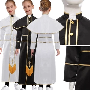 Unisex Kids Robes With Belt Costume Long Sleeve Dress Up Choir Weddings Party - Picture 1 of 20