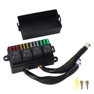 12-fach Sicherungsrelaiskasten Block Kit 12V mit vorverdrahteten Kabelbaum Relais Sicherungen Unive... - Bild 1 von 7