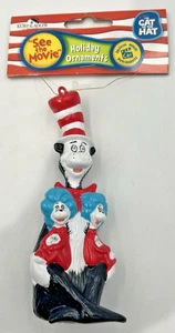 2003 Dr. Seuss Kurt Adler Katze im Hut Weihnachtsschmuck mit Ding 1 & 2 - Bild 1 von 7
